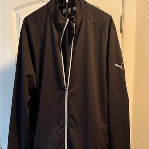 Puma Men's Black and White Windbreaker Jacket